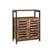Side Cabinet – Wood – Rustic Brown – Multifunctional with Louvred Doors
