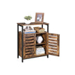Side Cabinet – Wood – Rustic Brown – Multifunctional with Louvred Doors