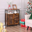 Side Cabinet – Wood – Rustic Brown – Multifunctional with Louvred Doors