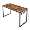 Office Desk – Metal – Rustic Brown and Black – Features 8 Hooks, Easy Assembly