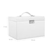 Jewellery Box – Velvet – White – Lockable with Mirror and 2 Drawers