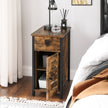 Narrow Side Table – Metal and Wood – Rustic Brown and Black – Shutter Door Design