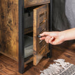 Narrow Side Table – Metal and Wood – Rustic Brown and Black – Shutter Door Design
