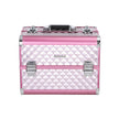 Cosmetic Case – Fabric – Silver Pink – Large with Diamond Pattern for Makeup and Accessories