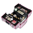 Cosmetic Case – Fabric – Silver Pink – Large with Diamond Pattern for Makeup and Accessories