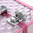 Cosmetic Case – Fabric – Silver Pink – Large with Diamond Pattern for Makeup and Accessories