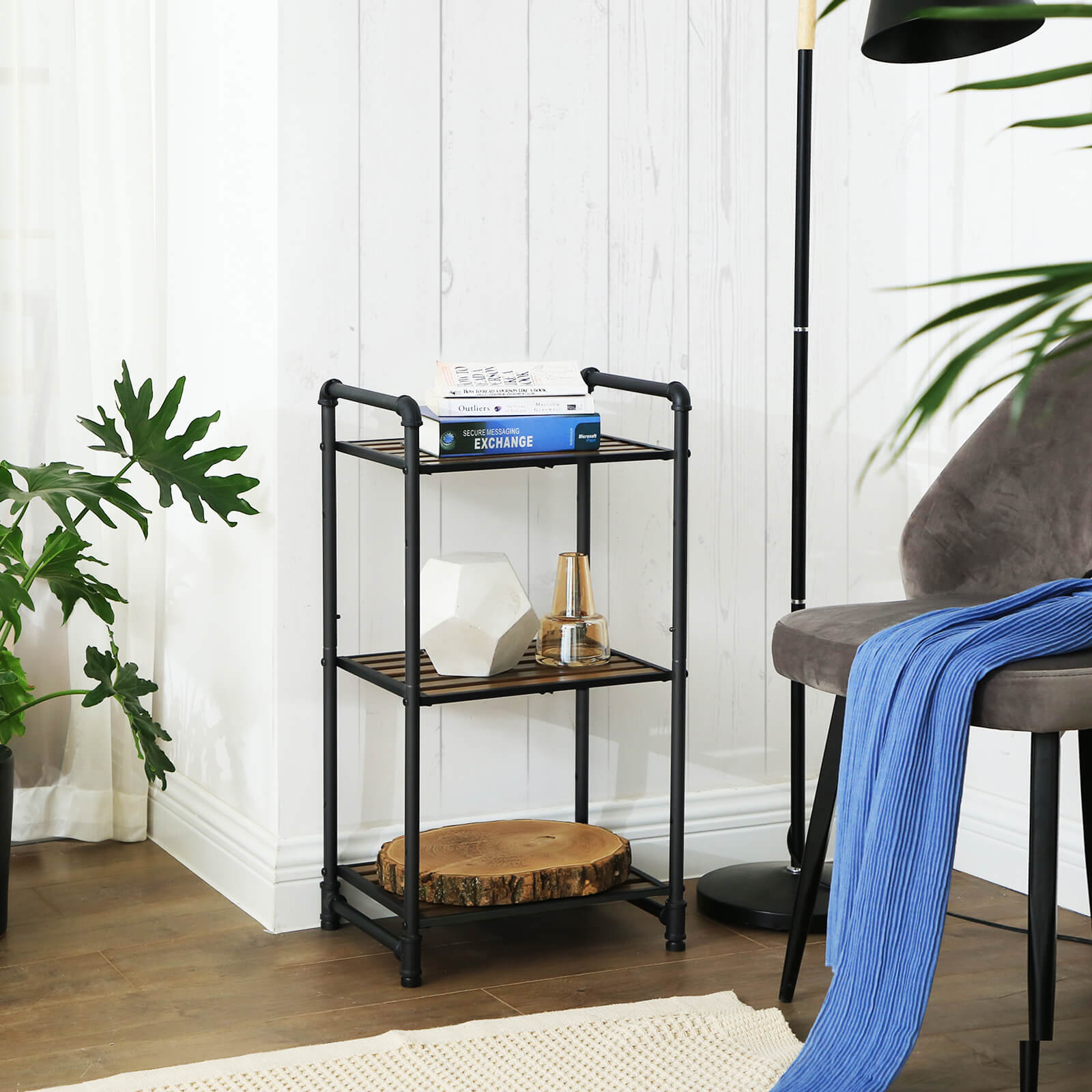 3-Tier Storage Rack – Wood – Rustic – Customizable and Adjustable Design