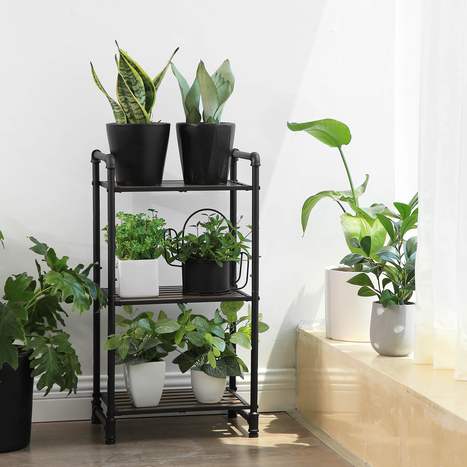 3-Tier Storage Rack – Wood – Rustic – Customizable and Adjustable Design