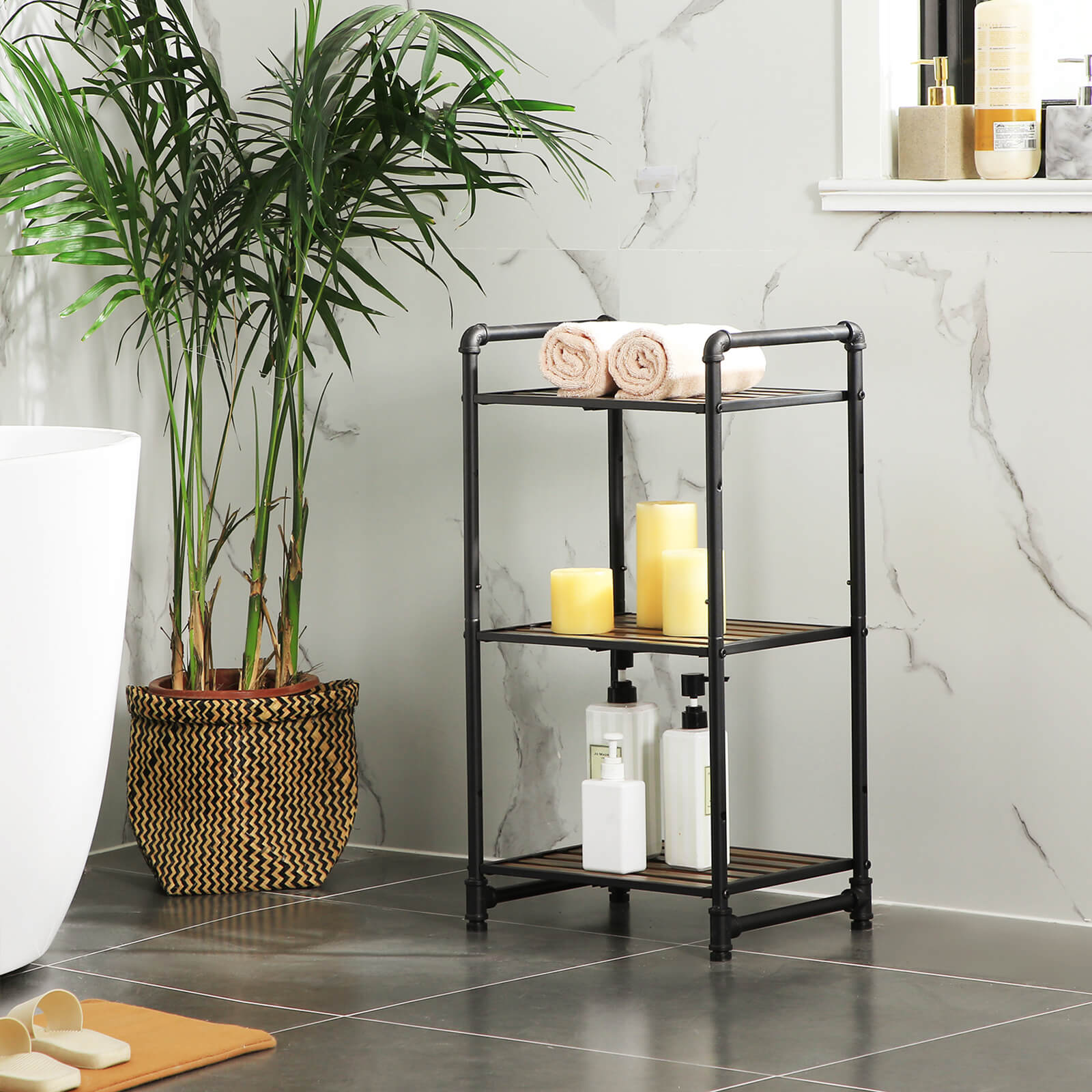 3-Tier Storage Rack – Wood – Rustic – Customizable and Adjustable Design