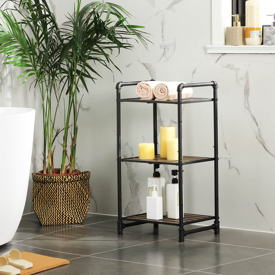 3-Tier Storage Rack – Wood – Rustic – Customizable and Adjustable Design