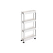 Slide Out Storage Trolley – Metal – White – 4-Tier Rolling Cart with Wheels