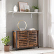Kitchen Cabinet – Steel Frame – Rustic Brown and Black – Sliding Doors, Industrial Style