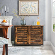 Kitchen Cabinet – Steel Frame – Rustic Brown and Black – Sliding Doors, Industrial Style