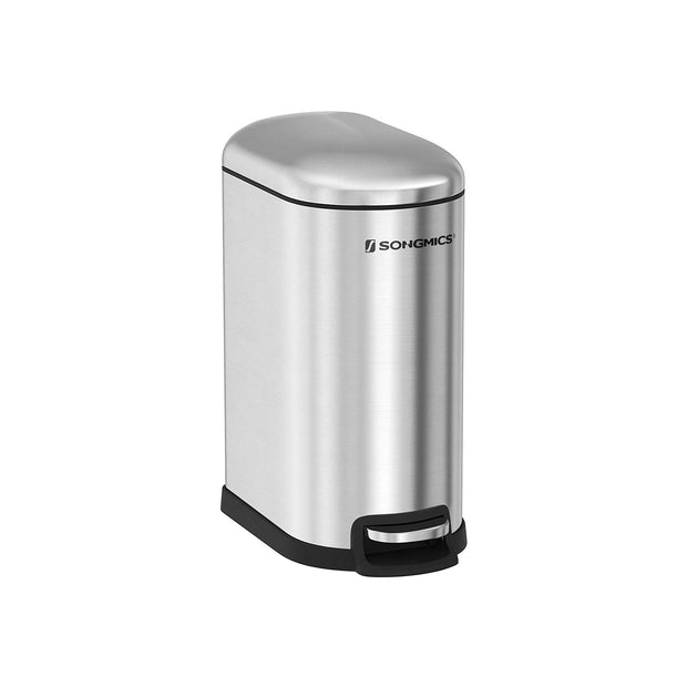 Small Trash Can – Steel – White – Pedal with Removable Inner Bucket and Slow Close