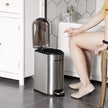 Slim Pedal Trash Can – Steel – Silver – 10L Capacity with Removable Inner Bucket and Slow Close Feature