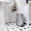 Slim Pedal Trash Can – Steel – Silver – 10L Capacity with Removable Inner Bucket and Slow Close Feature