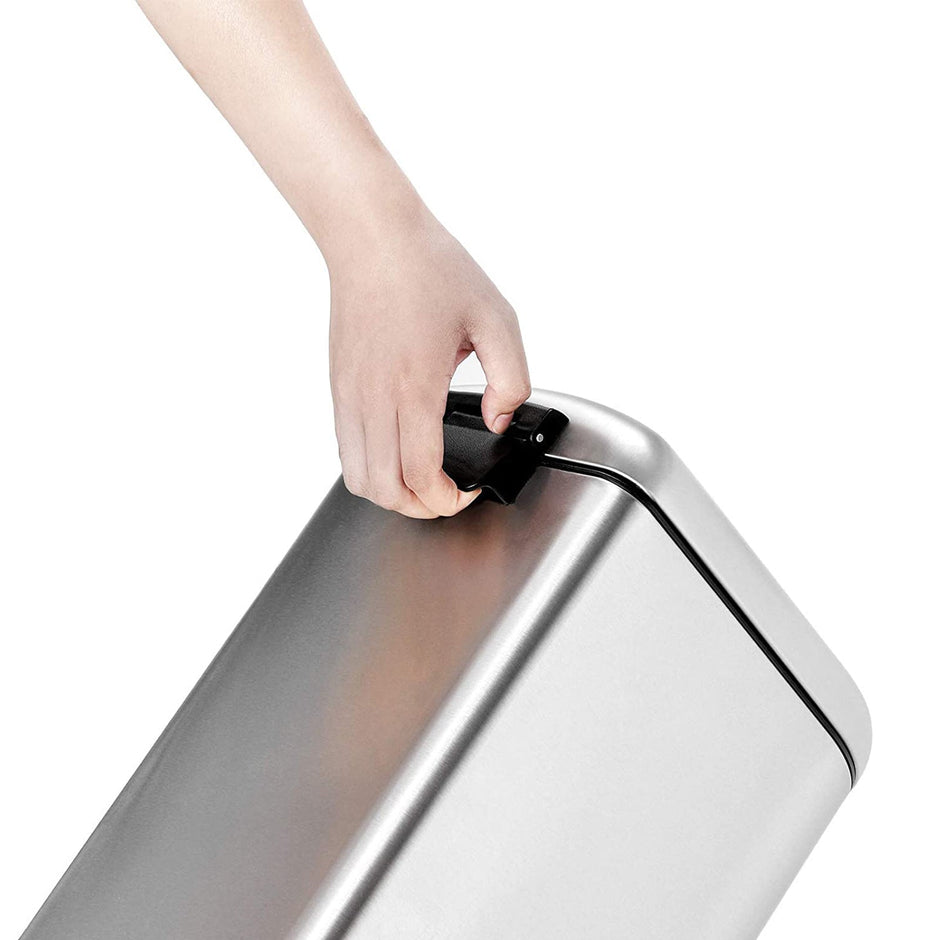 Slim Pedal Trash Can – Steel – Silver – 10L Capacity with Removable Inner Bucket and Slow Close Feature