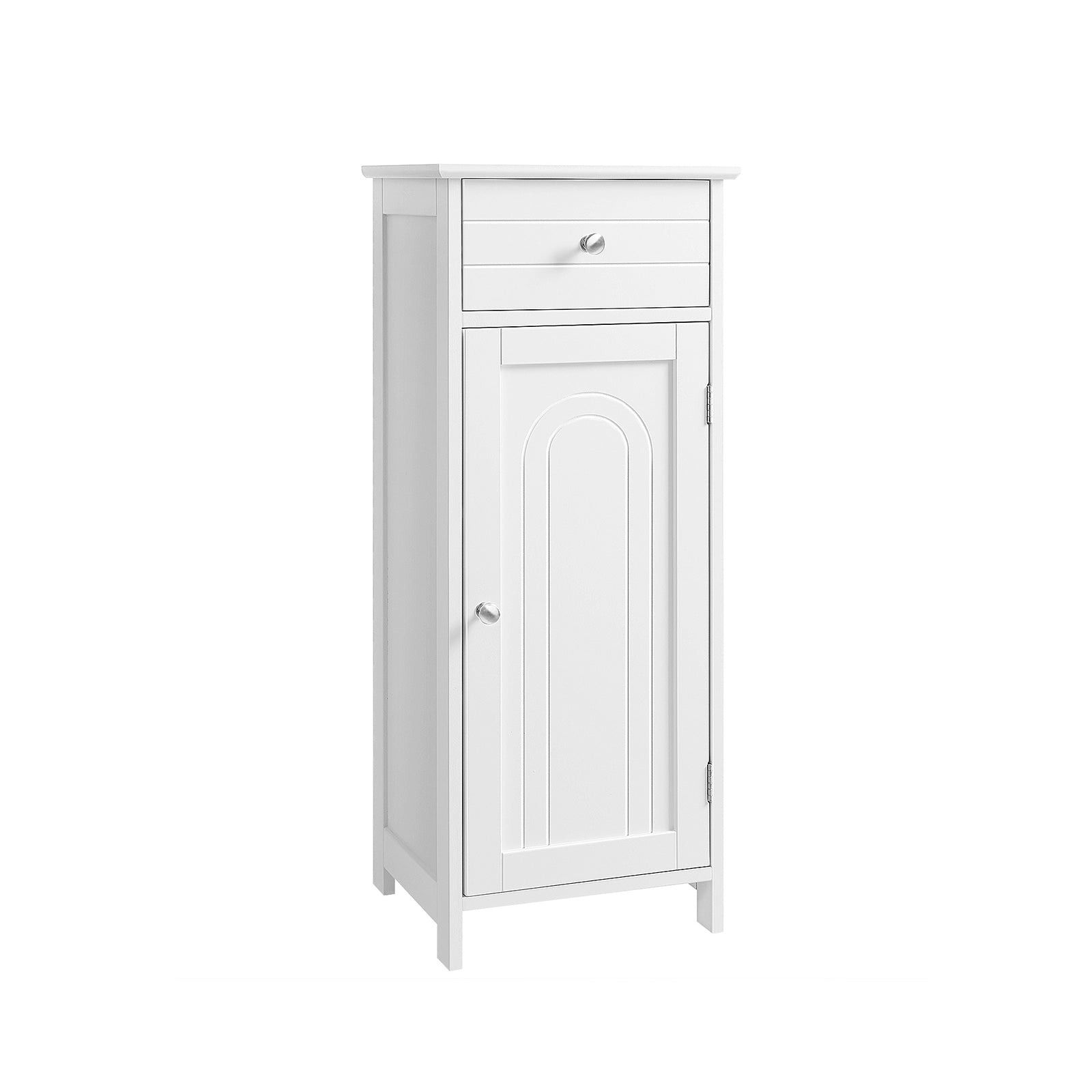 Bathroom Cabinet – Wood – White – Adjustable Shelf and Drawer Storage