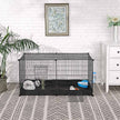 Small Animal Cage – Metal – Black – Large Indoor Playpen with Oxford Mat and 2 Doors