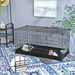 Small Animal Cage – Metal – Black – Large Indoor Playpen with Oxford Mat and 2 Doors