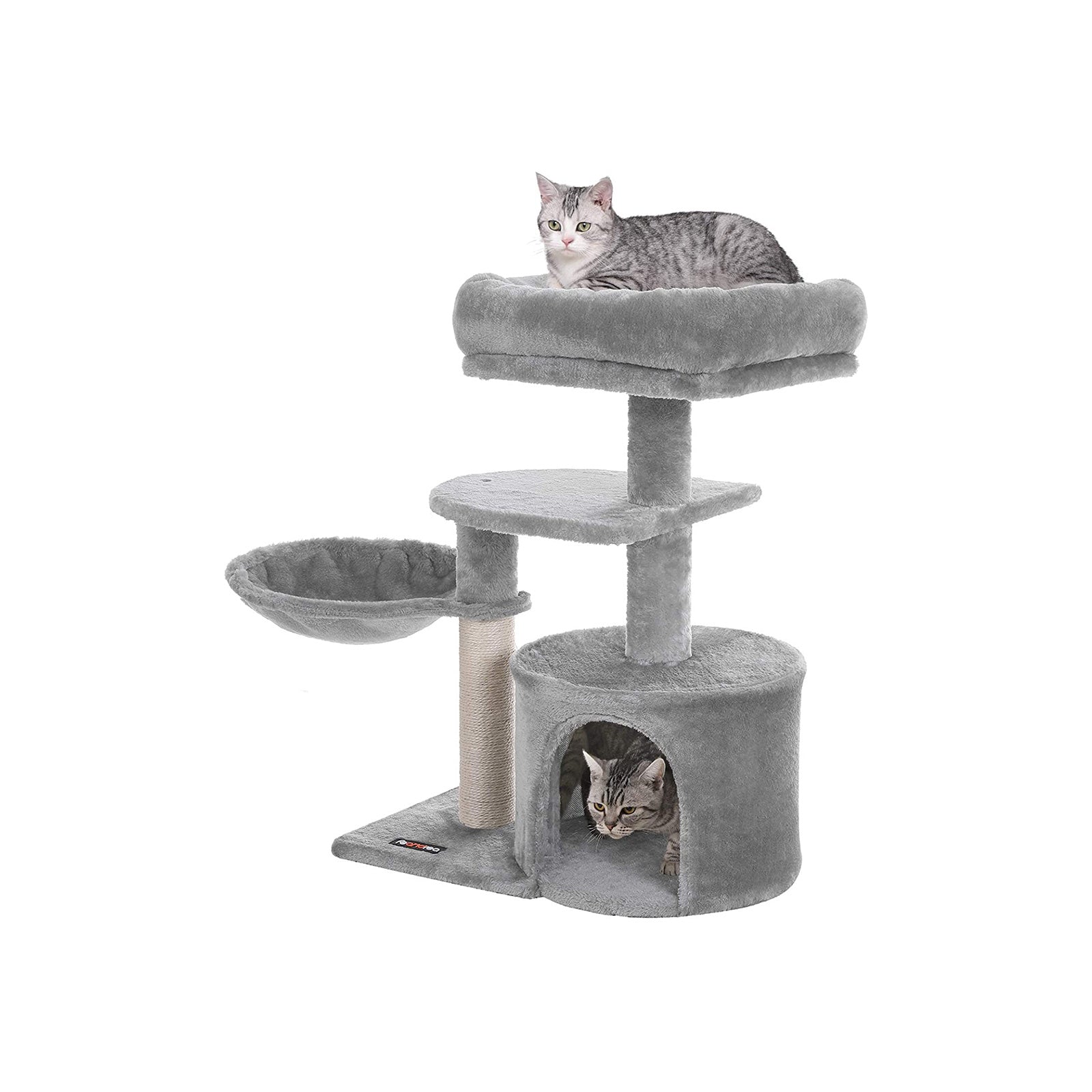 Cat Condo – Wood – Light Grey – Multi-Level with Scratching Post