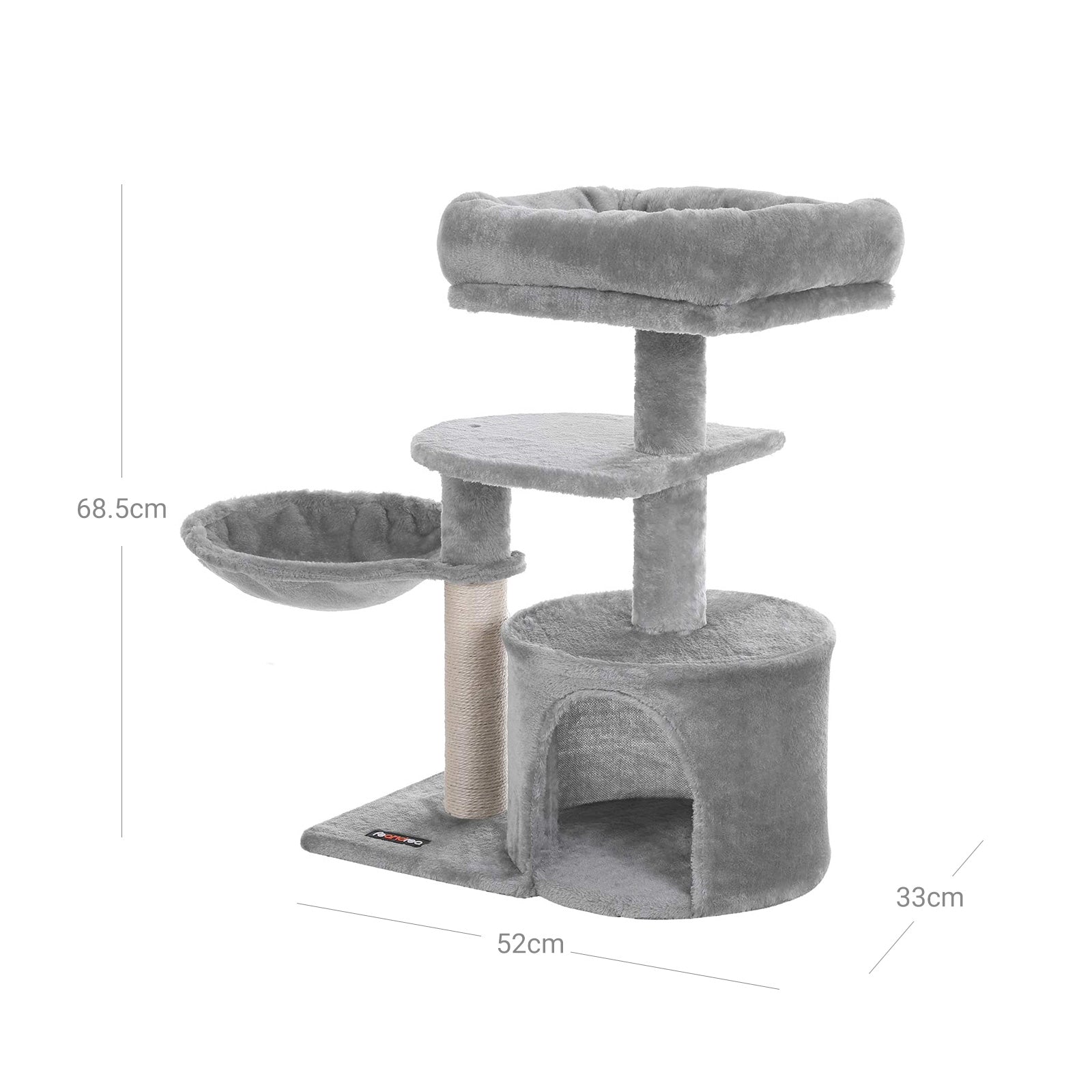 Cat Condo – Wood – Light Grey – Multi-Level with Scratching Post