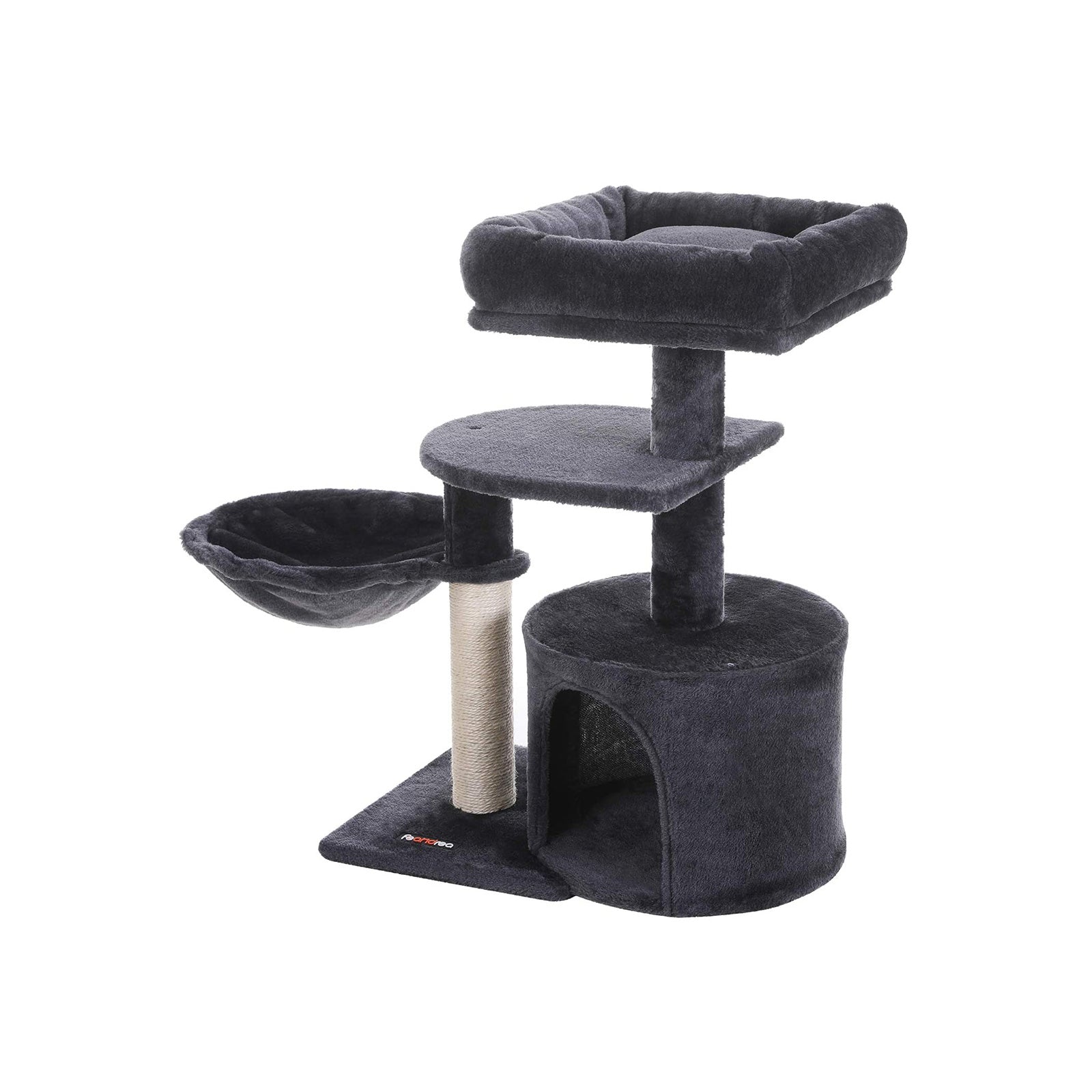 Cat Tree – Engineered Wood – Light Grey – Compact Design with Scratching Post