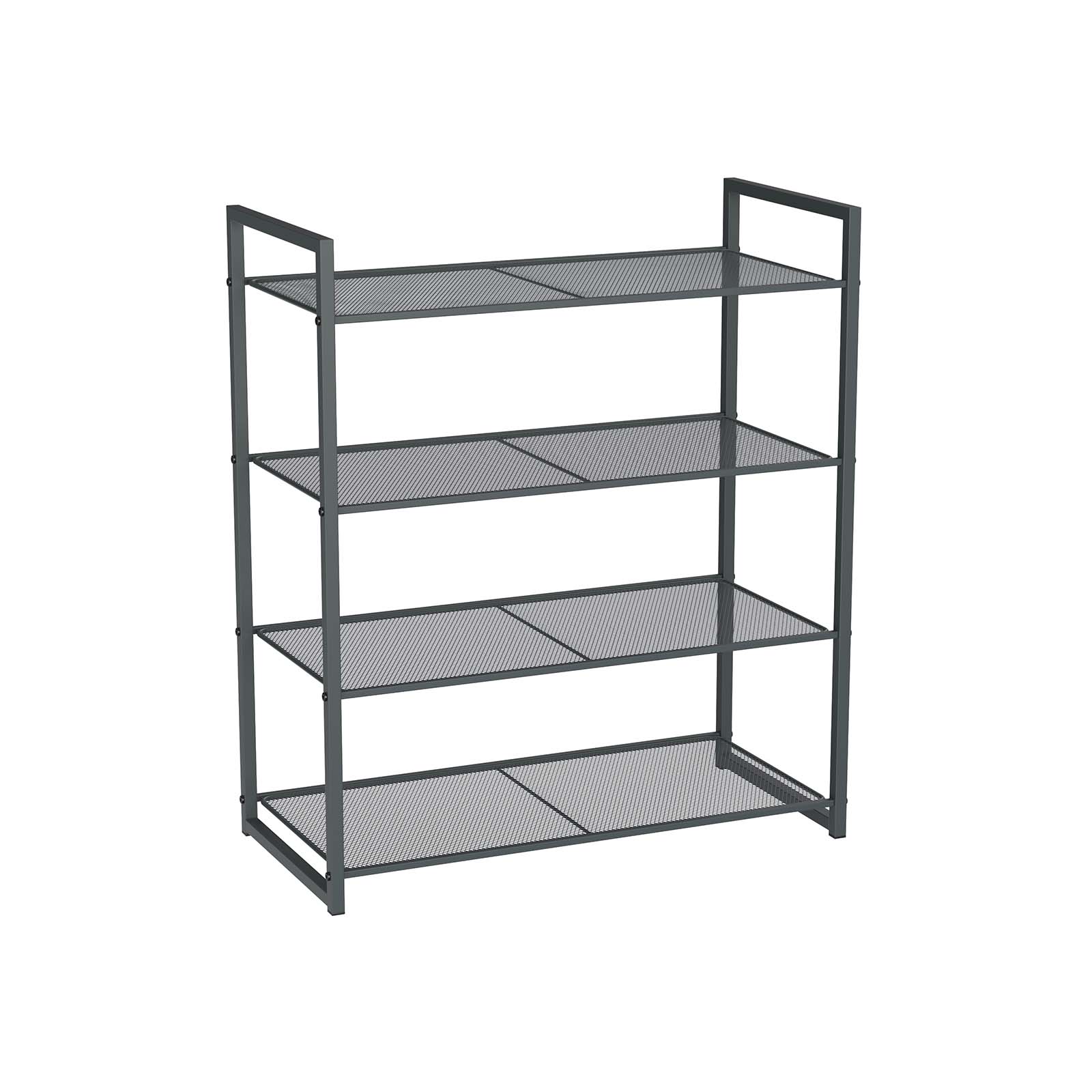 4-Tier Stackable Shoe Rack – Metal – Smoky Gray – Holds 12-16 Pairs of Shoes