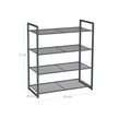 4-Tier Stackable Shoe Rack – Metal – Smoky Gray – Holds 12-16 Pairs of Shoes