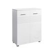 Bathroom Cabinet – Wood – Glossy White – Double Door with Soft Close Hinges, Adjustable Shelves and Feet