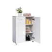 Bathroom Cabinet – Wood – Glossy White – Double Door with Soft Close Hinges, Adjustable Shelves and Feet