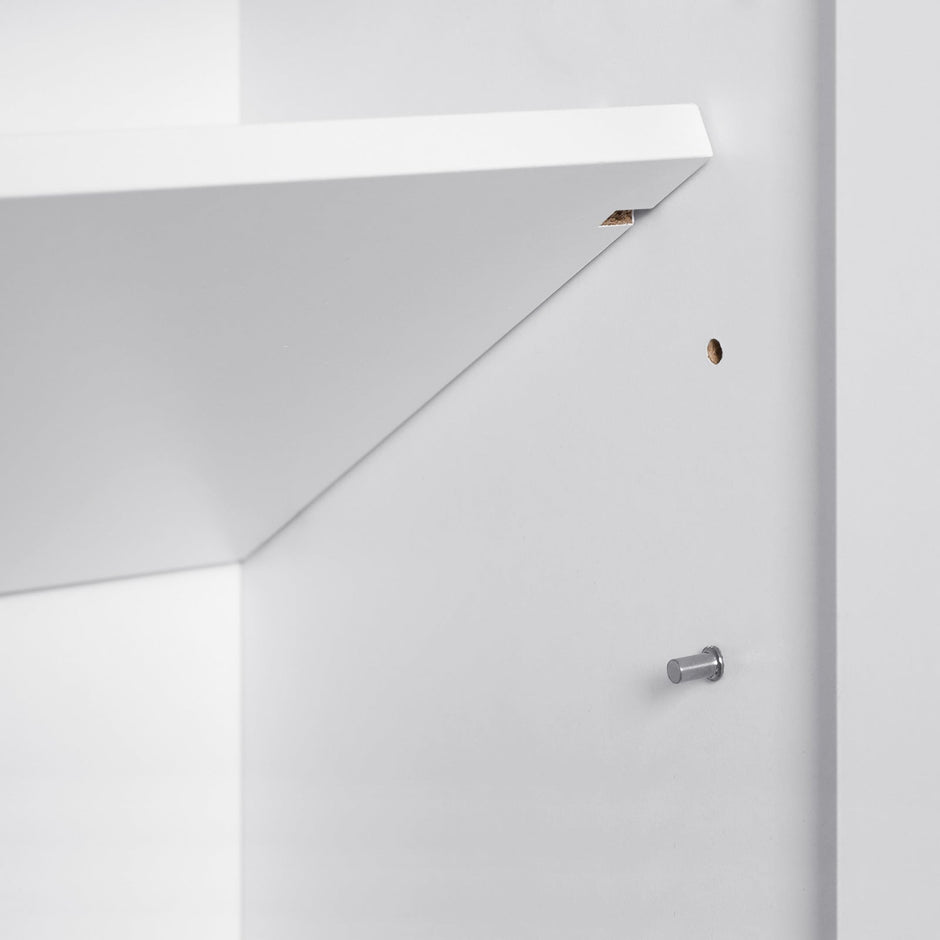 Bathroom Cabinet – Wood – Glossy White – Double Door with Soft Close Hinges, Adjustable Shelves and Feet