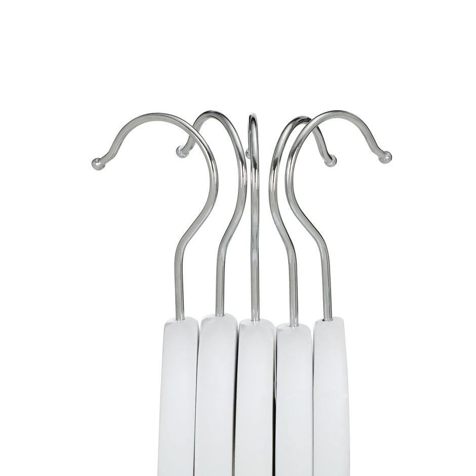 Children's Hangers – Solid Wood – White – 360 Degree Swivel Hooks, Trousers Bar, Shoulder Notches, 10-Pack