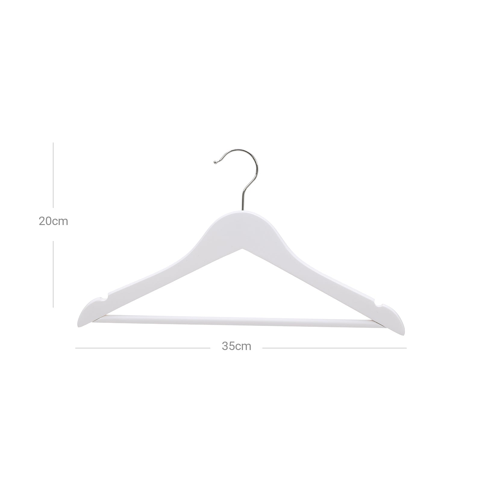 Children's Hangers – Solid Wood – White – 360 Degree Swivel Hooks, Trousers Bar, Shoulder Notches, 10-Pack