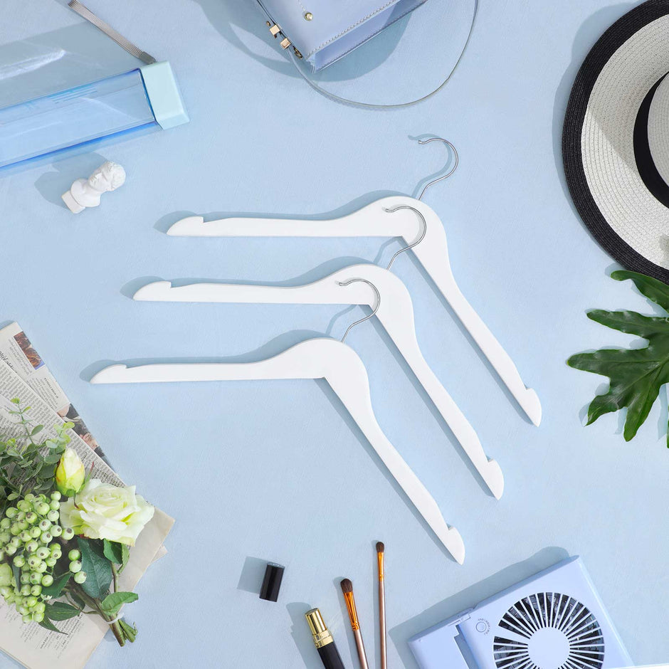 Wooden Clothes Hangers – Solid Wood – Natural Finish – Includes Shoulder Notches – 20 Pack