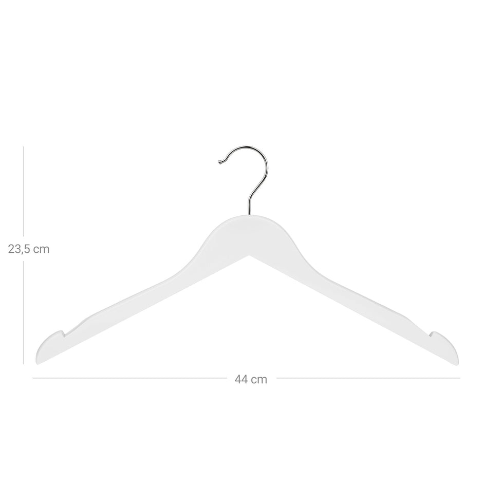 Wooden Clothes Hangers – Solid Wood – Natural Finish – Includes Shoulder Notches – 20 Pack