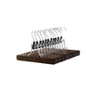Pants Hangers – Solid Wood – Dark Walnut – Non-Slip with Full-Width Clamp and Lock (Pack of 12)