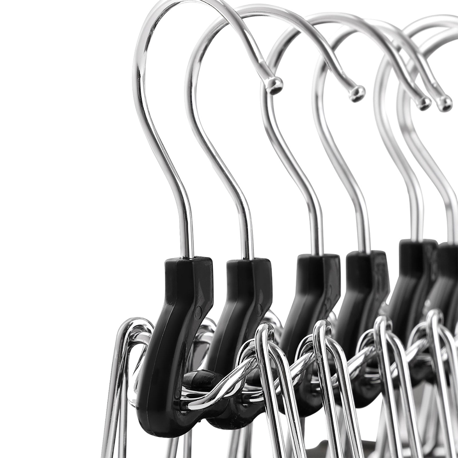 Pants Hangers – Solid Wood – Dark Walnut – Non-Slip with Full-Width Clamp and Lock (Pack of 12)