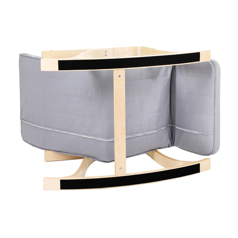Rocking Chair – Solid Wood – Light Grey – Adjustable Calf Support with 5 Compartments