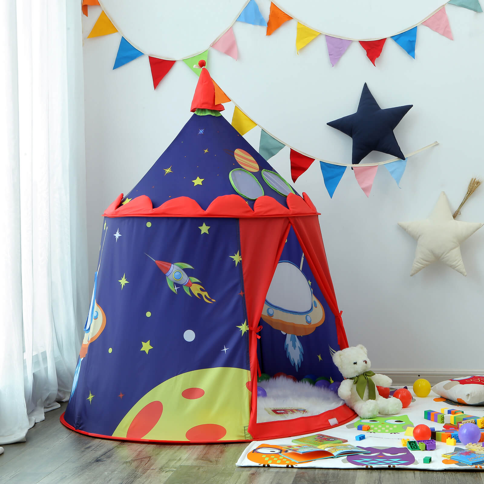 Play Tent – Fabric – Blue – Portable Pop Up Teepee with Carry Bag