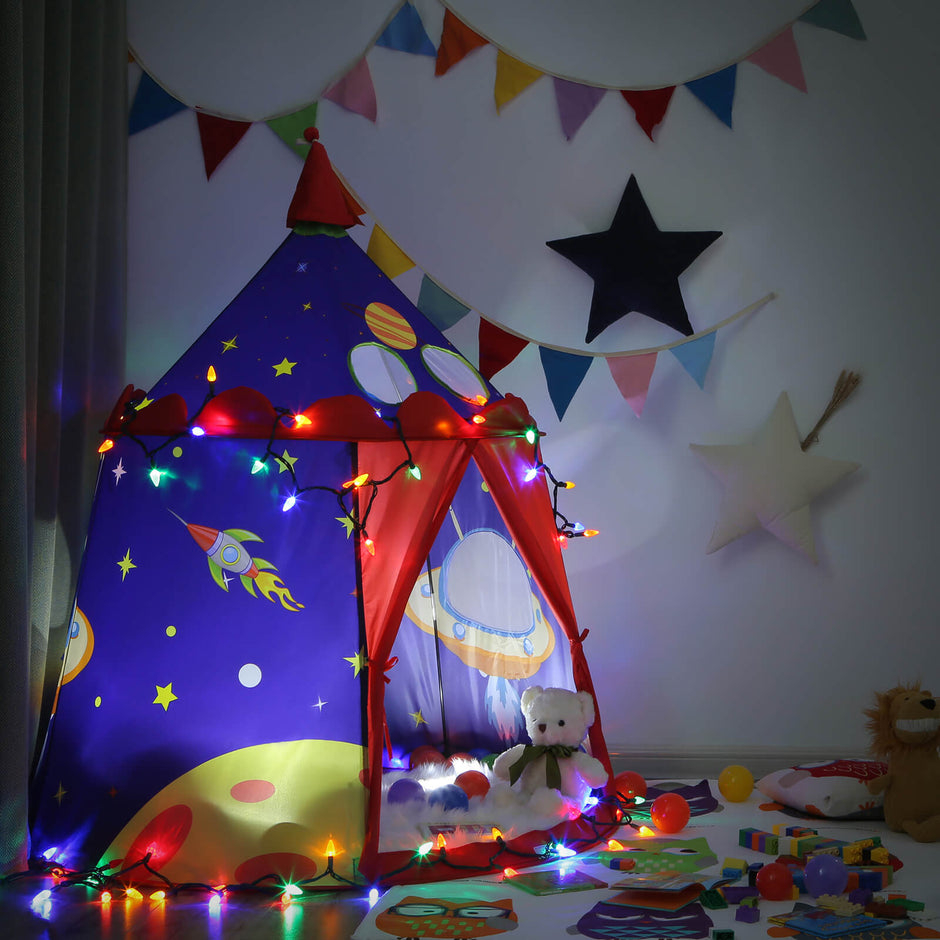 Play Tent – Fabric – Blue – Portable Pop Up Teepee with Carry Bag