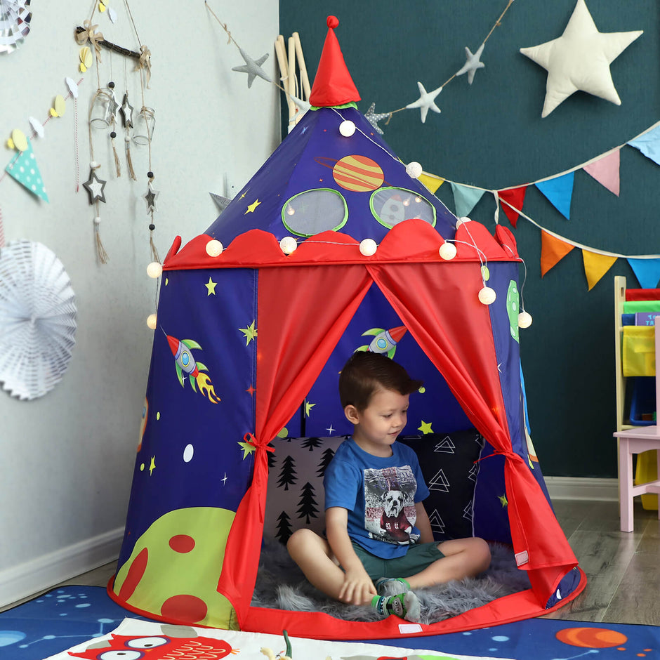 Play Tent – Fabric – Blue – Portable Pop Up Teepee with Carry Bag
