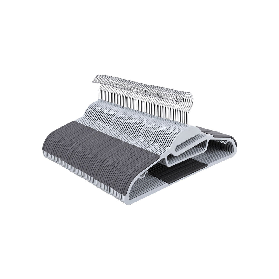 Clothes Hangers – Premium Quality Plastic – Grey – Heavy Duty, Space Saving, Non-Slip, 360º Swivel Hook, 50-Pack