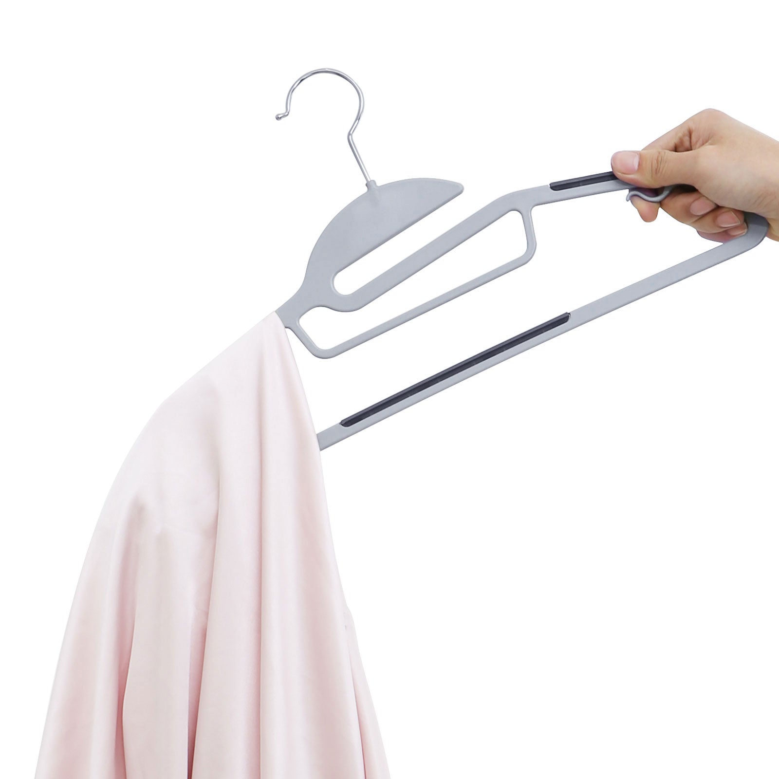 Clothes Hangers – Premium Quality Plastic – Grey – Heavy Duty, Space Saving, Non-Slip, 360º Swivel Hook, 50-Pack