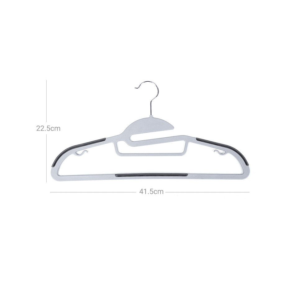 Clothes Hangers – Premium Quality Plastic – Grey – Heavy Duty, Space Saving, Non-Slip, 360º Swivel Hook, 50-Pack