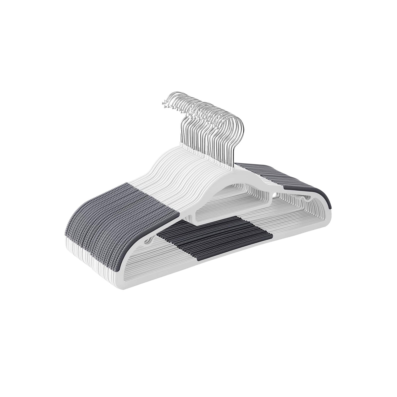 Coat Hangers – Heavy Duty Plastic – Grey – Non-Slip Design, Space-Saving with 360° Swivel Hook