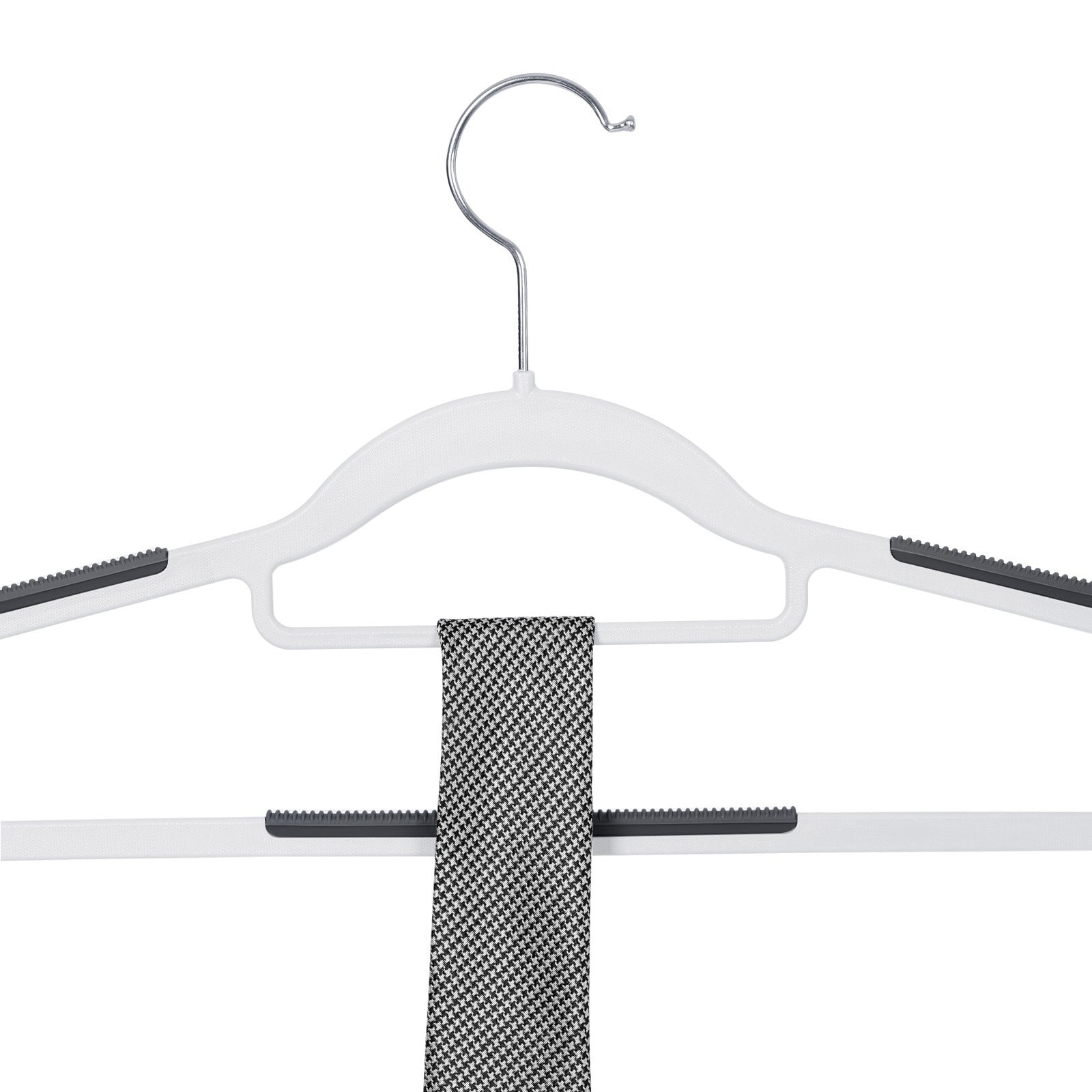 Coat Hangers – Heavy Duty Plastic – Grey – Non-Slip Design, Space-Saving with 360° Swivel Hook