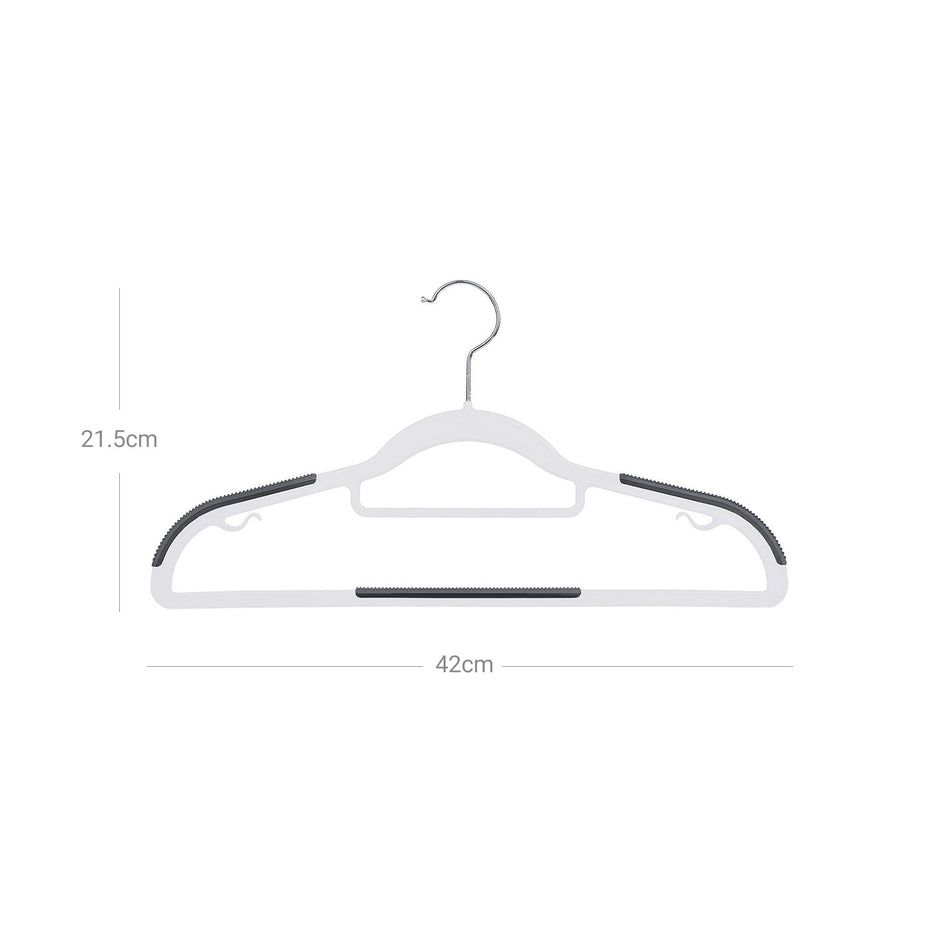 Coat Hangers – Heavy Duty Plastic – Grey – Non-Slip Design, Space-Saving with 360° Swivel Hook