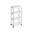 Rolling Kitchen Trolley – Wood – White – Space-Saving 4-Tier Design