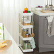 Rolling Kitchen Trolley – Wood – White – Space-Saving 4-Tier Design